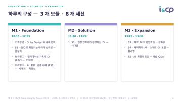 4. 하루의 구성 — 3 개 모듈 · 8 개 세션 4. 하루의 구성 — 3 개 모듈 · 8 개 세션